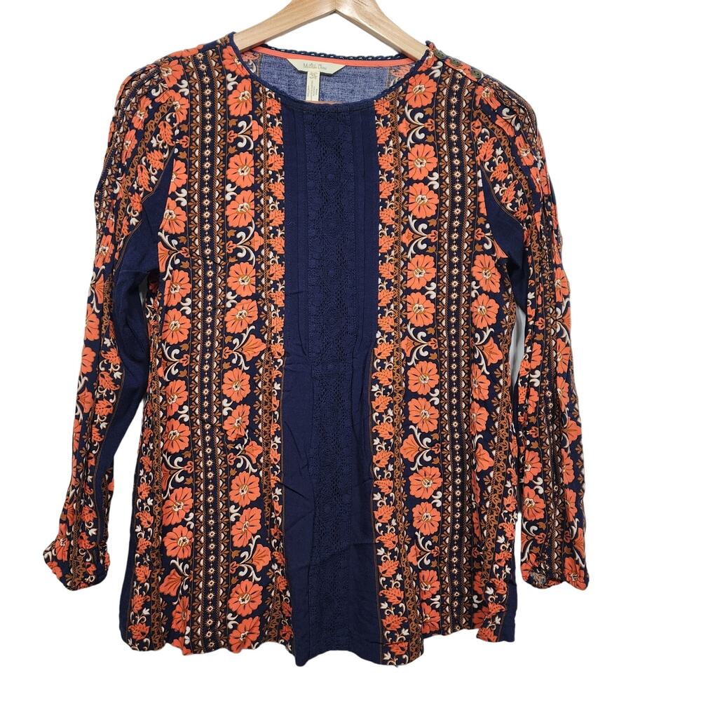 Matilda Jane Once Upon a Time Floret Navy Orange Blouse Size XS